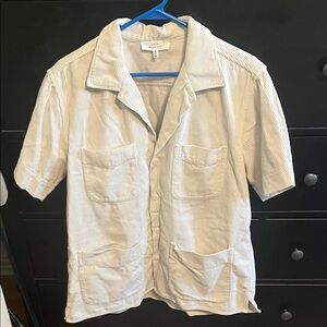 Men's Beige Striped Shirt Jacket